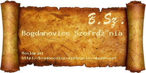Bogdanovics Szofrónia névjegykártya