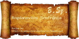Bogdanovics Szofrónia névjegykártya
