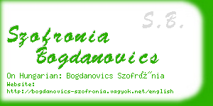 szofronia bogdanovics business card